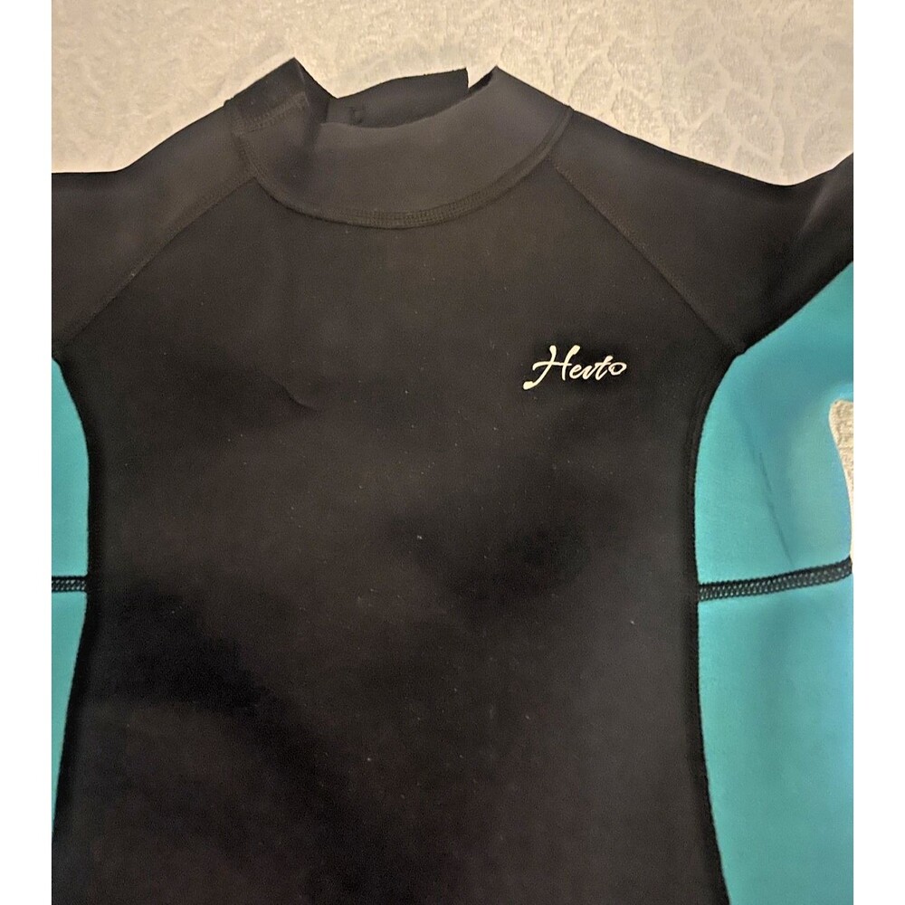 HEVTO Youth Kids SZ 11 Vigor-1 3/2mm Neoprene Full Wetsuit Black Blue Surf Swim - Picture 4 of 16
